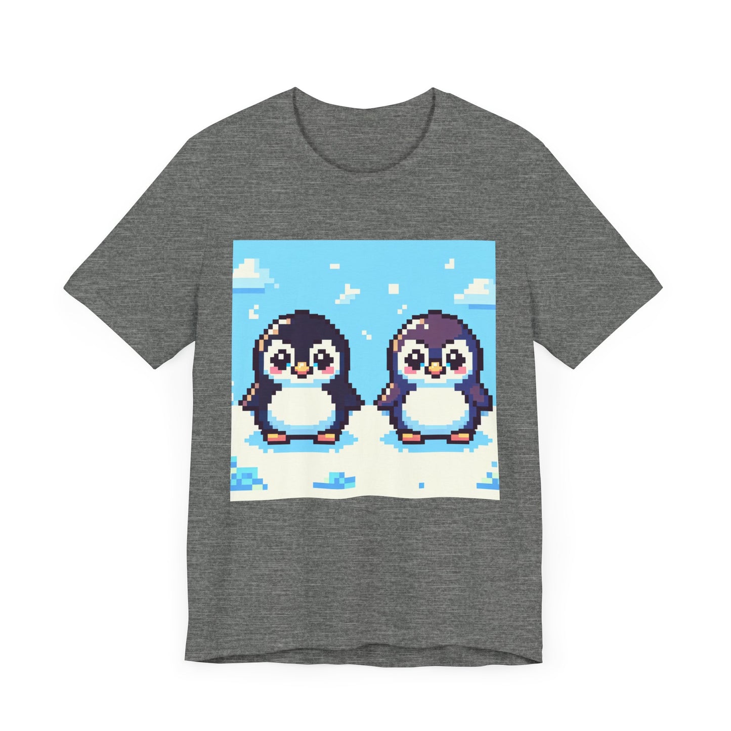 Cute Pixel Penguin Unisex Tee - Fun & Playful Short Sleeve Shirt for Animal Lovers