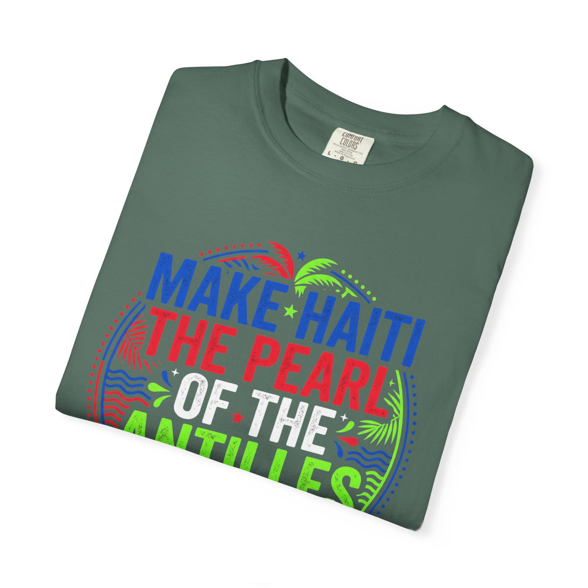 Make Haiti the Pearl — T‑Shirt (Antilles Pride, Colorful Retro Globe Design)