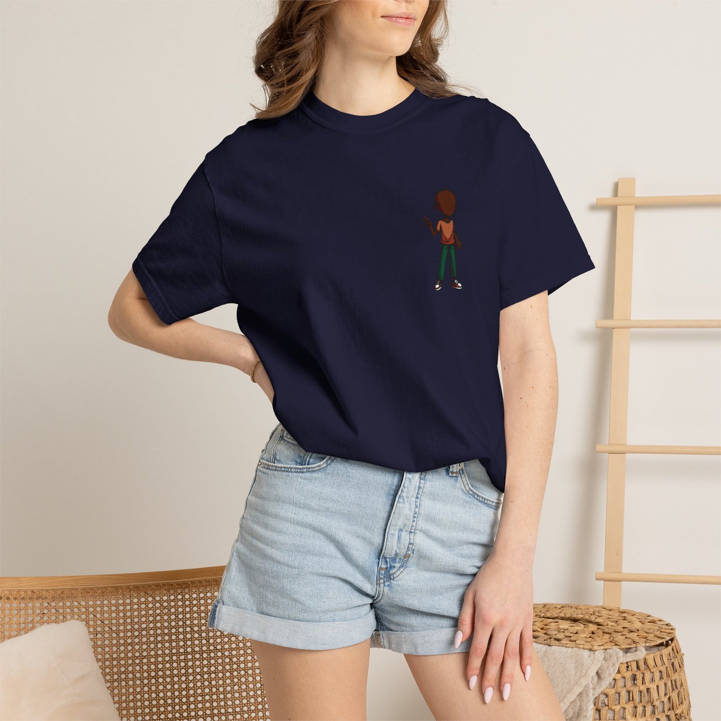 Minimalist Little Boy Graphic T-Shirt — Small Chest Illustration, Casual Kids/Youth Tee