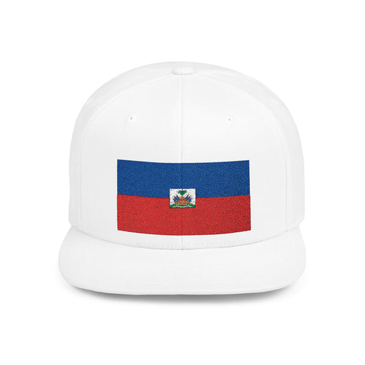 Haitian Flag Flat Bill Snapback Cap - Stylish Headwear for Cultural Celebrations