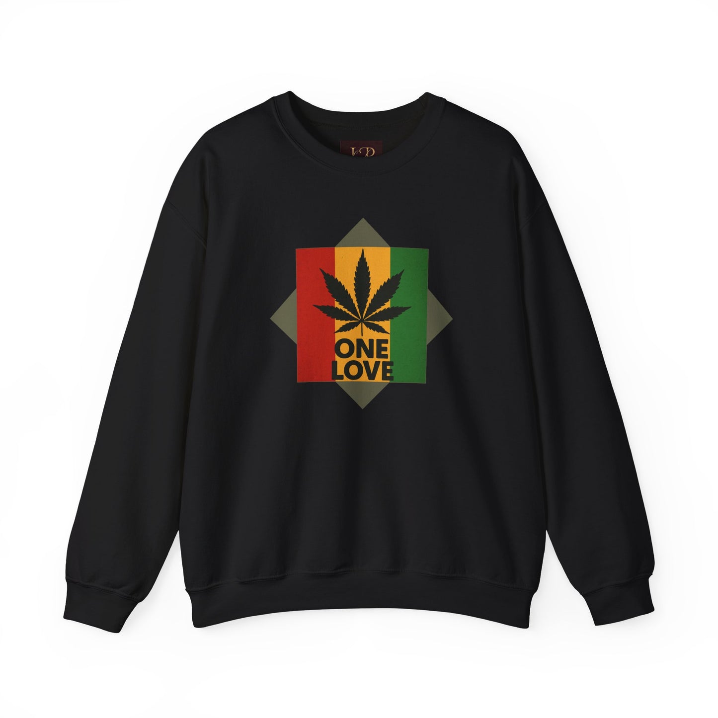 One Love Cannabis Crewneck Sweatshirt | Unisex Pullover | Cozy Streetwear, Gift for Stoners, Rasta Style Sweatshirt, Chill Vibes Apparel