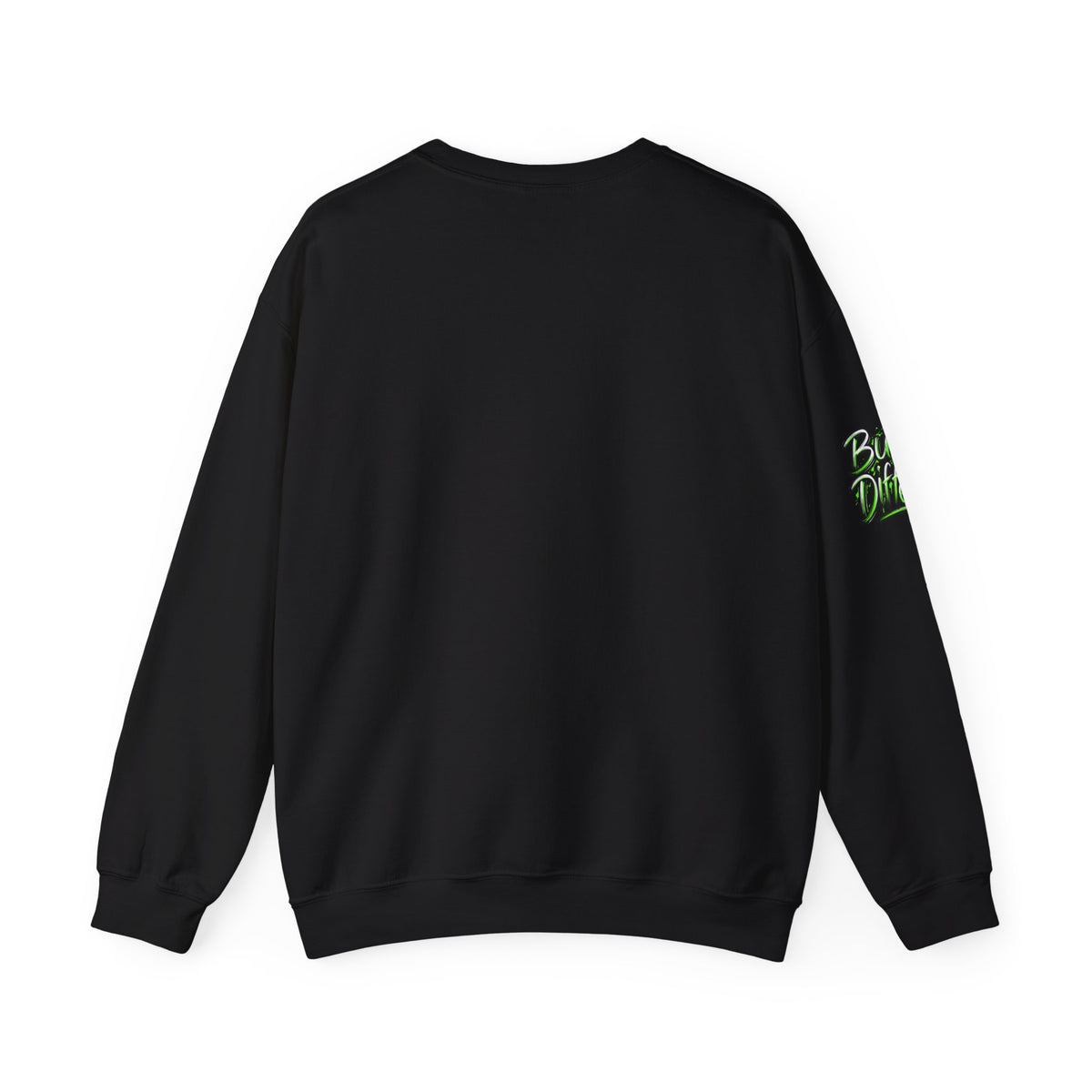 Crewneck Sweatshirt with Cartoon Guitarist & 'Rock On' Sleeve Graphic