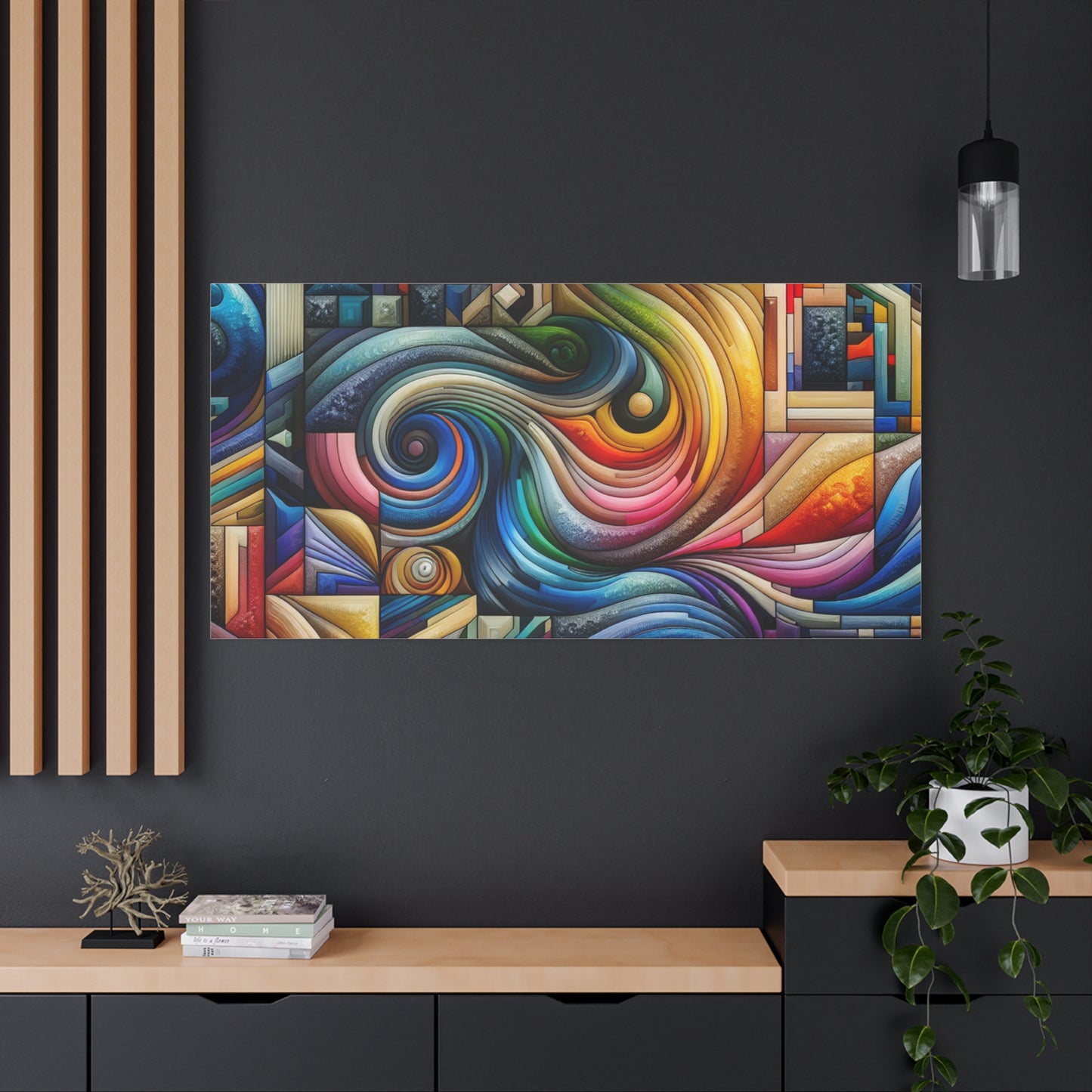 Vibrant Abstract Swirl Matte Canvas Art - Colorful Home Decor