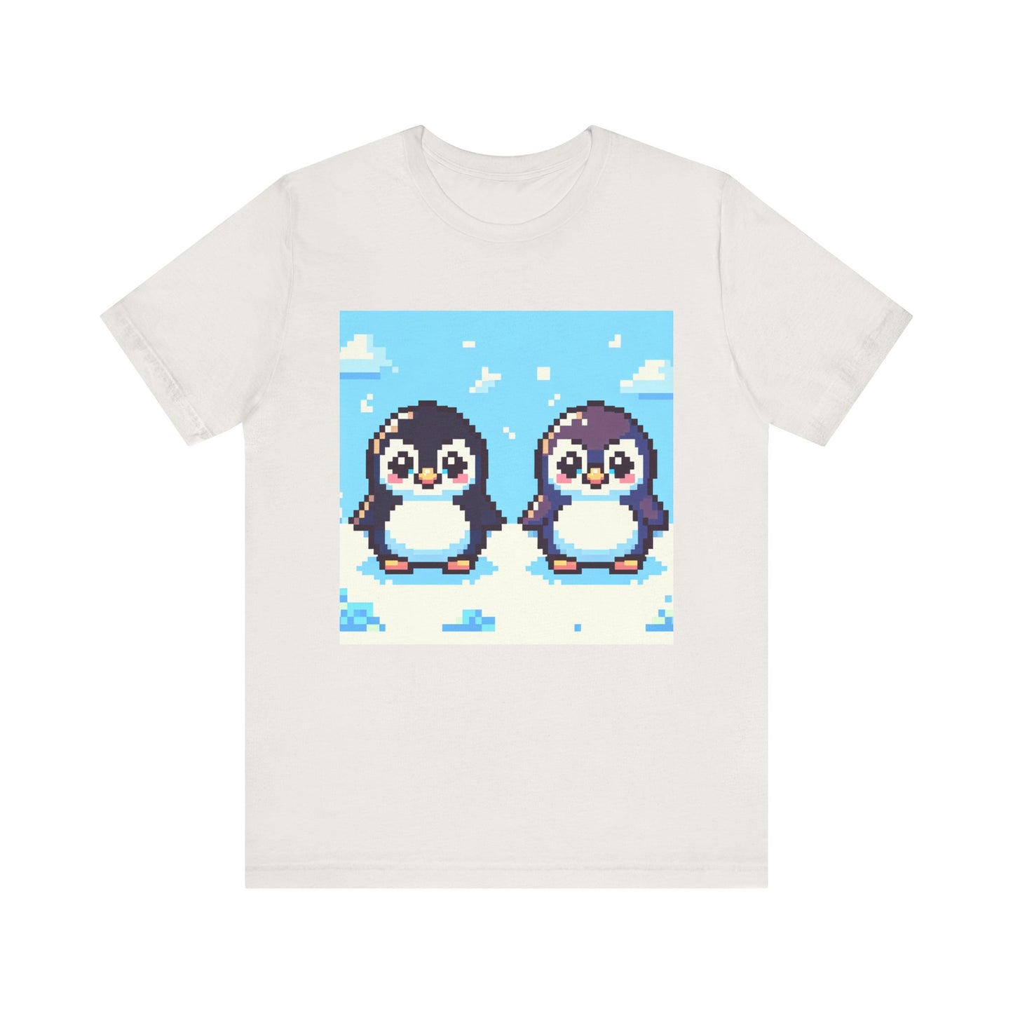 Cute Pixel Penguin Unisex Tee - Fun & Playful Short Sleeve Shirt for Animal Lovers