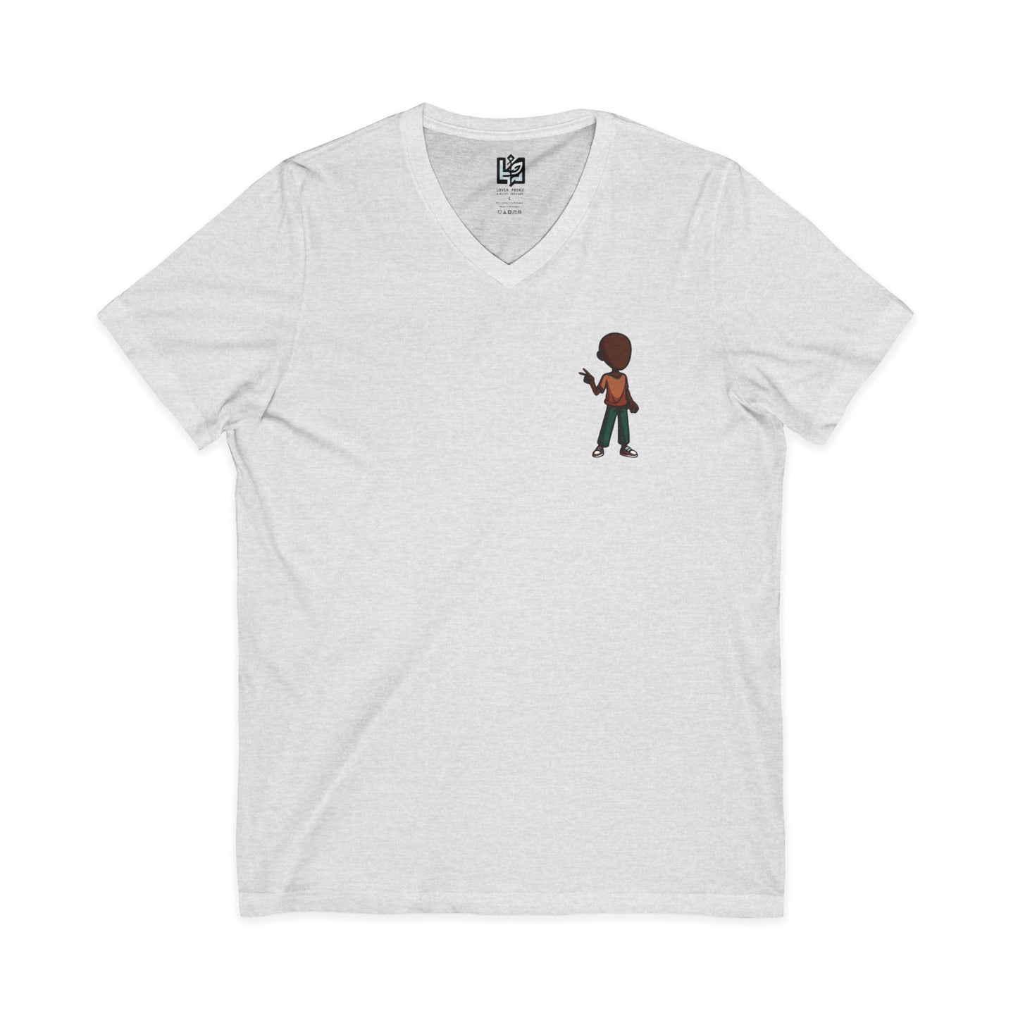 Minimalist Kid with Phone V-Neck Tee