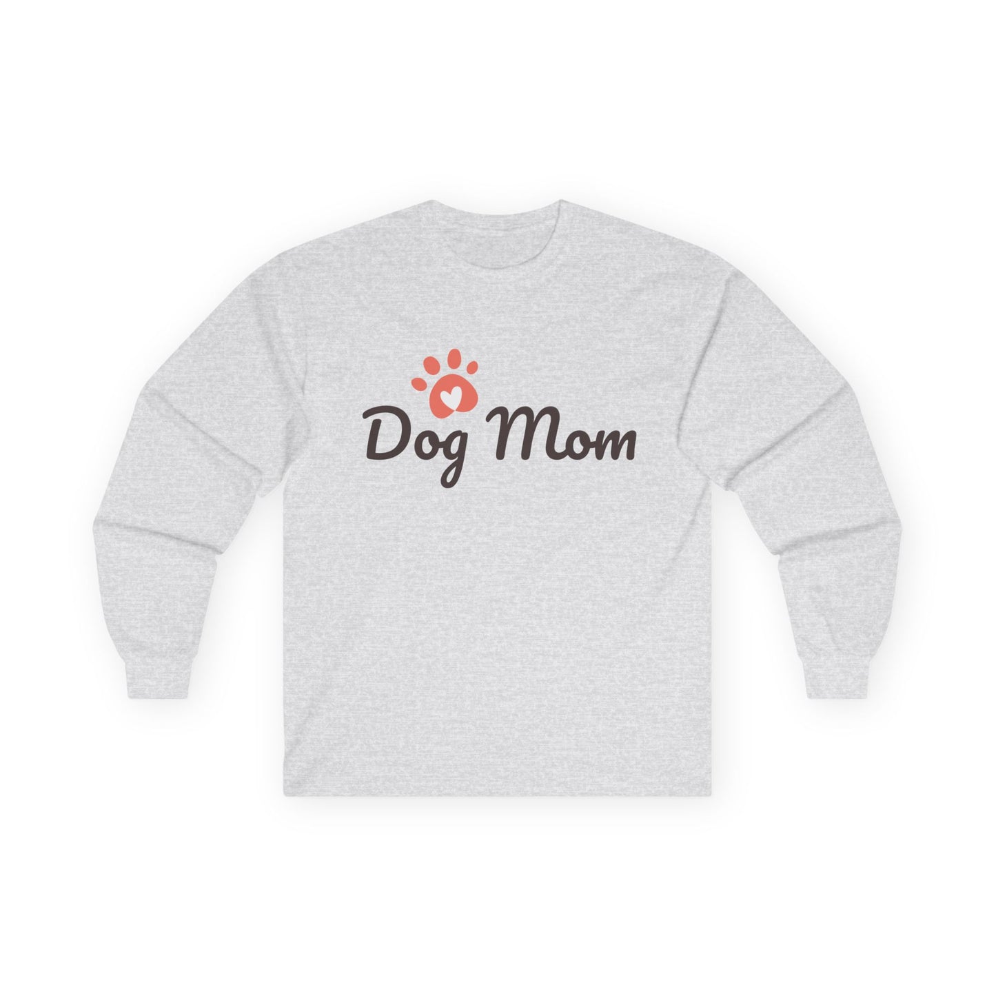 Dog Mom Long Sleeve Tee — Paw Print Graphic Shirt for Dog Lovers