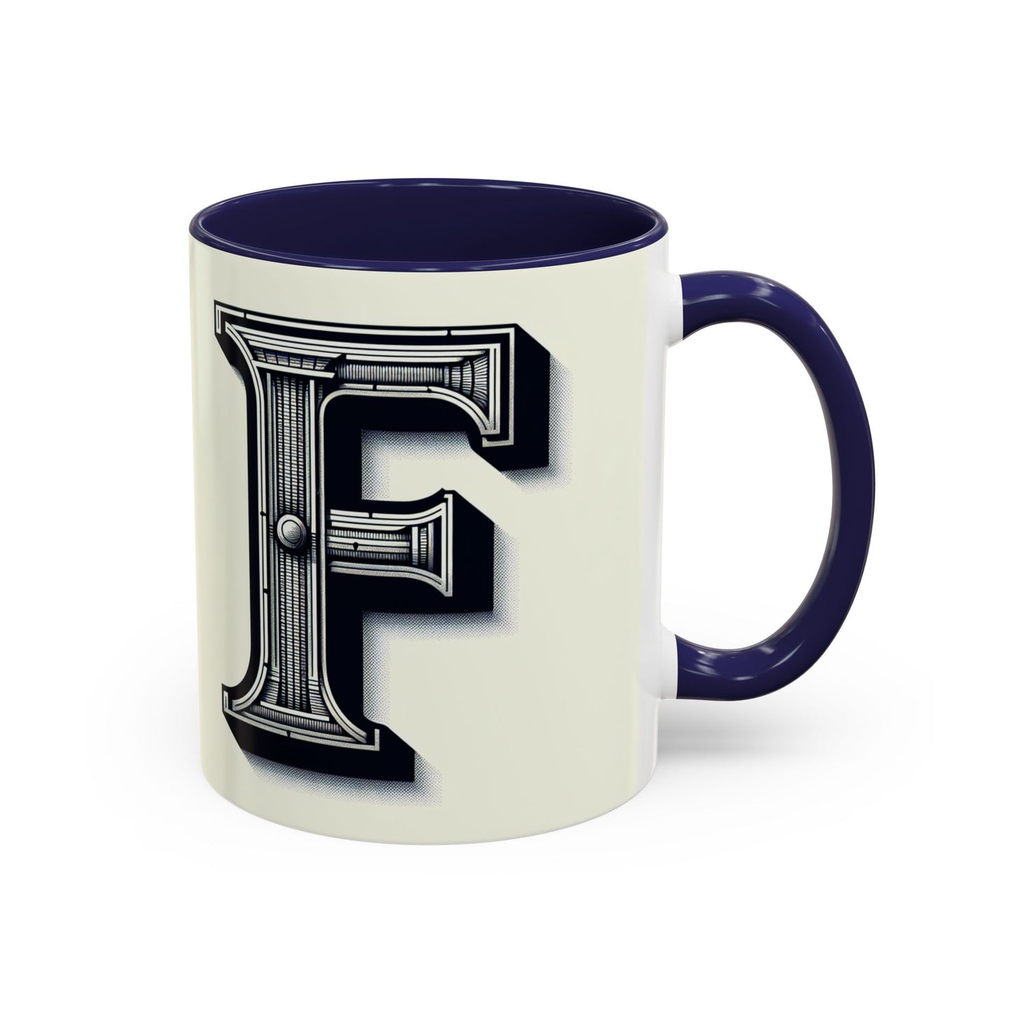 Personalized Initial 'F' Accent Coffee Mug - Stylish Black Handle, Perfect Gift for Coffee Lovers