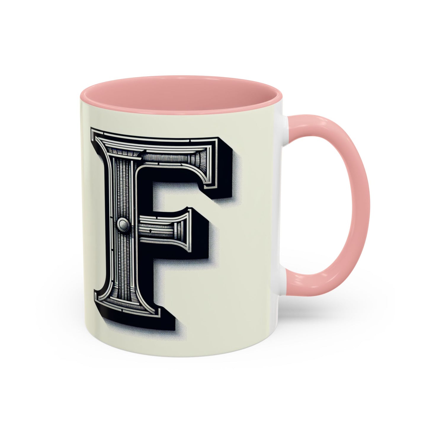 Personalized Initial 'F' Accent Coffee Mug - Stylish Black Handle, Perfect Gift for Coffee Lovers