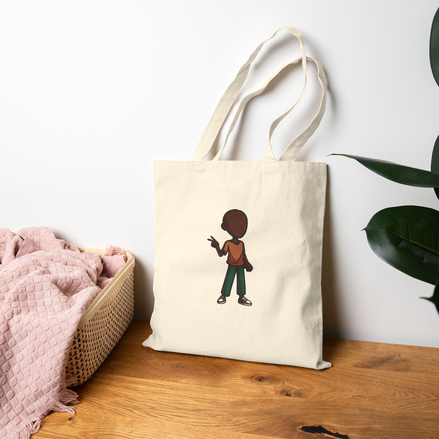 Canvas Tote Bag — Minimal Cartoon Kid Illustration Eco Shopper