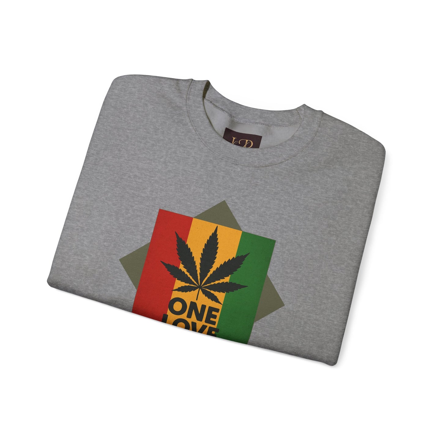One Love Cannabis Crewneck Sweatshirt | Unisex Pullover | Cozy Streetwear, Gift for Stoners, Rasta Style Sweatshirt, Chill Vibes Apparel