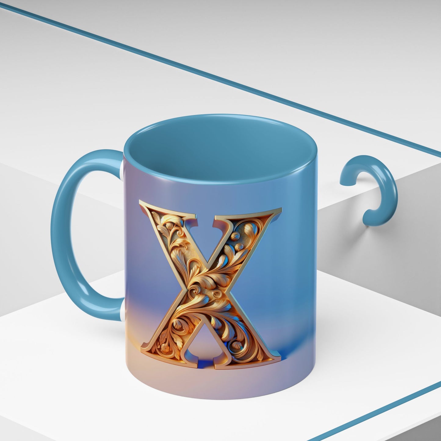 Elegant Monogram Accent Coffee Mug - Customizable X Design for Home & Gifts