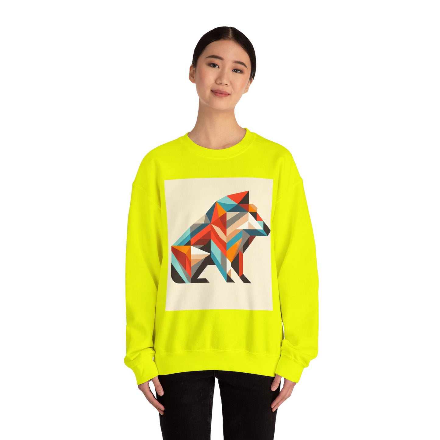 Geometric Wolf Crewneck Sweatshirt - Inspirational Quote Apparel