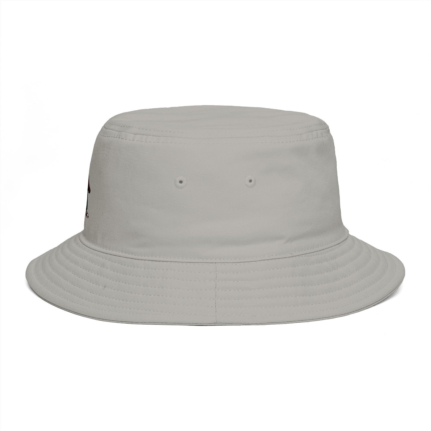 Brown Streetwear Bucket Hat with Small Kid Cartoon Graphic