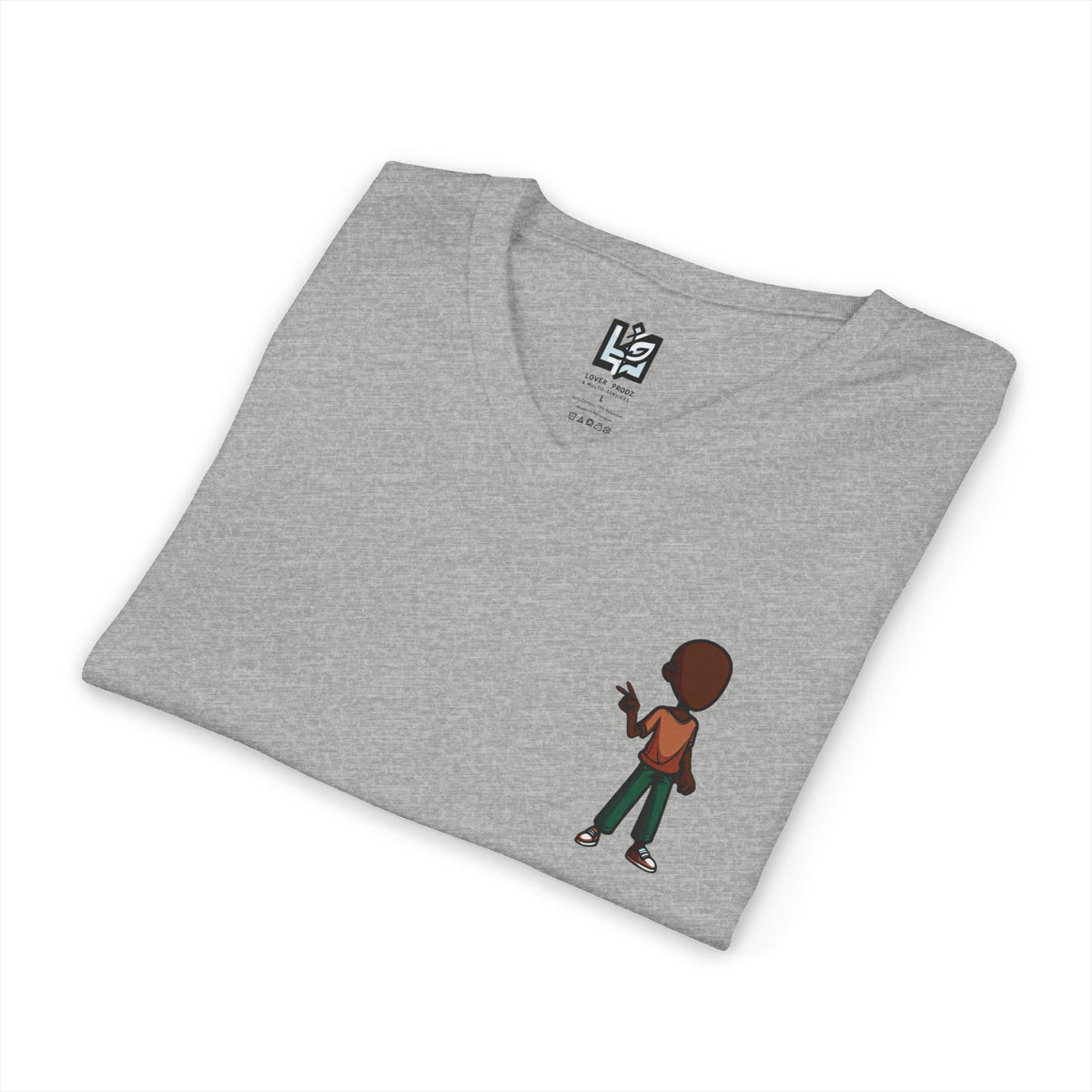 Minimalist Kid with Phone V-Neck Tee