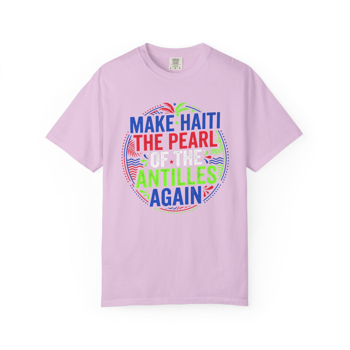 Make Haiti the Pearl — T‑Shirt (Antilles Pride, Colorful Retro Globe Design)