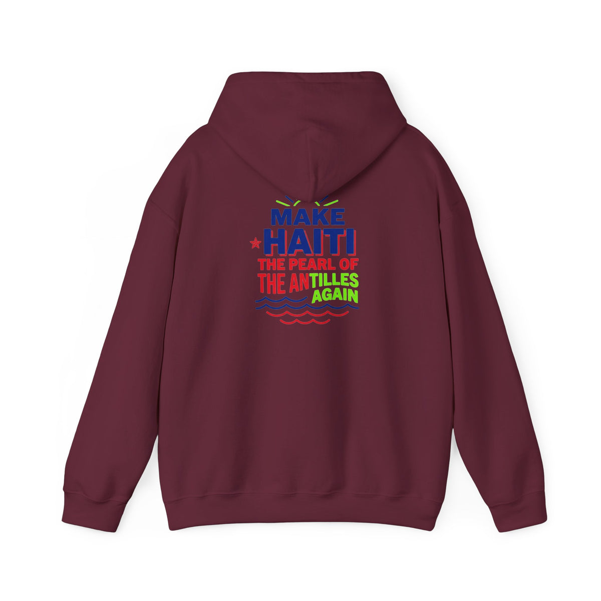Make Haiti The Pearl of the Antilles Again Hoodie — Cartoon Figure Back Print