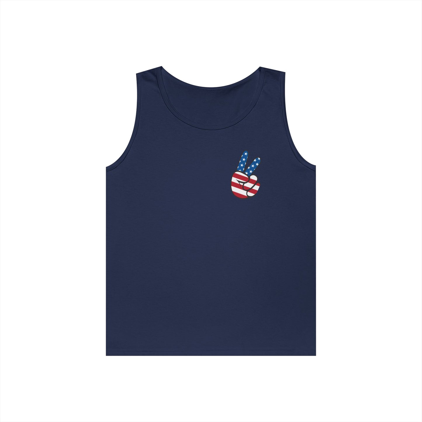 Unisex Heavy Cotton Tank Top - ‘V’ for America Graphic Tee, Perfect for July 4th Celebrations