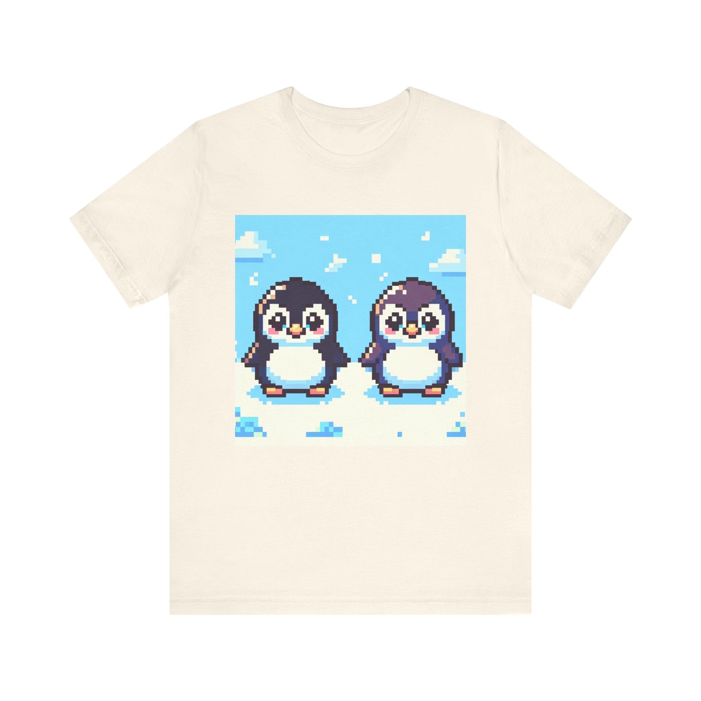 Cute Pixel Penguin Unisex Tee - Fun & Playful Short Sleeve Shirt for Animal Lovers