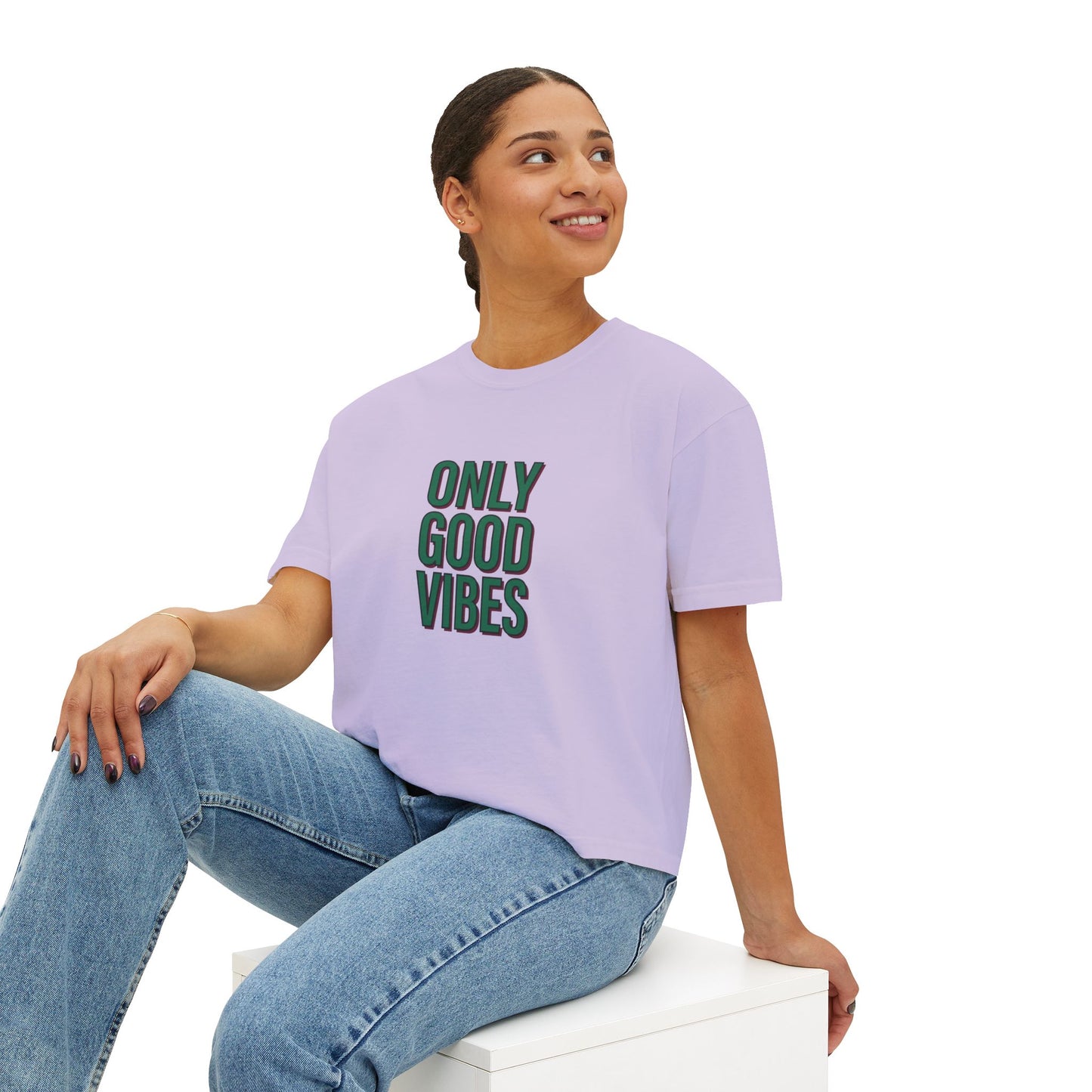 Only Good Vibes Boxy Tee — Women's Positive Graphic Crop T-Shirt