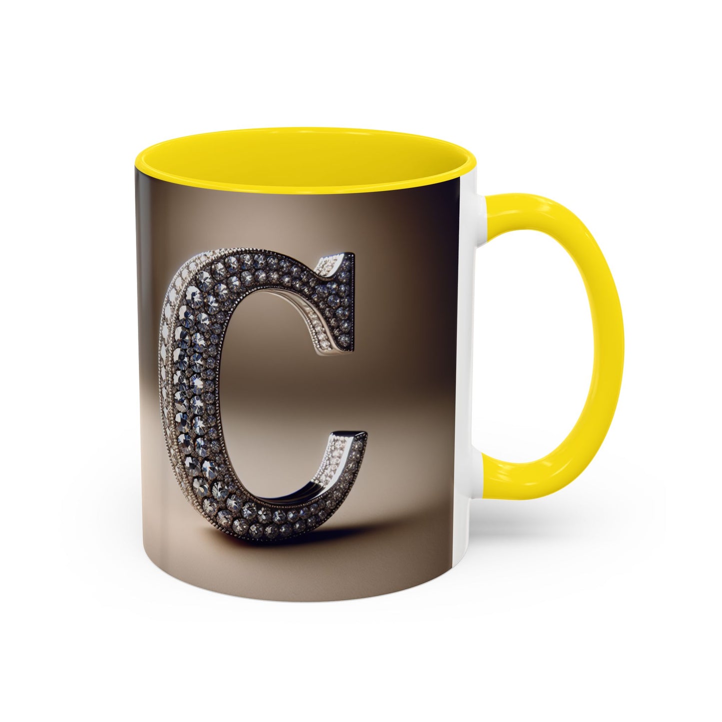 Elegant Initial 'C' Accent Coffee Mug - 11oz & 15oz Ceramics for Personalized Gifts