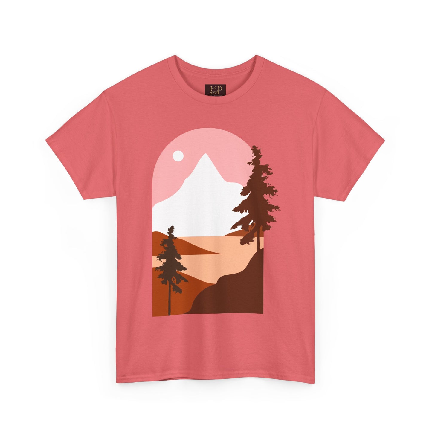 Mountain Sunset Unisex Heavy Cotton Tee - Nature Lover's Graphic T-Shirt