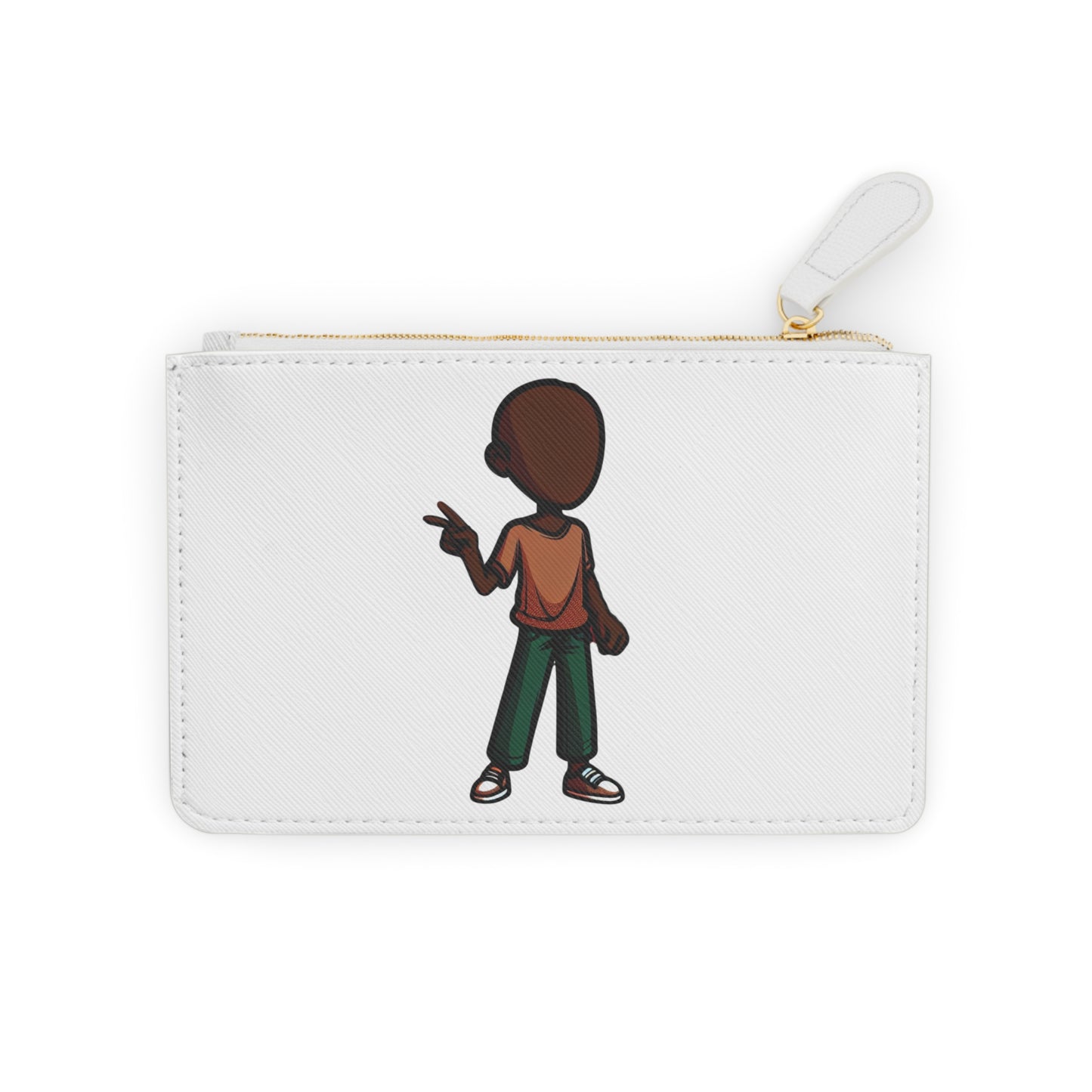 Mini Clutch Bag — Minimalist Peace Sign Character Wristlet | Cute Teen Cartoon Accessory