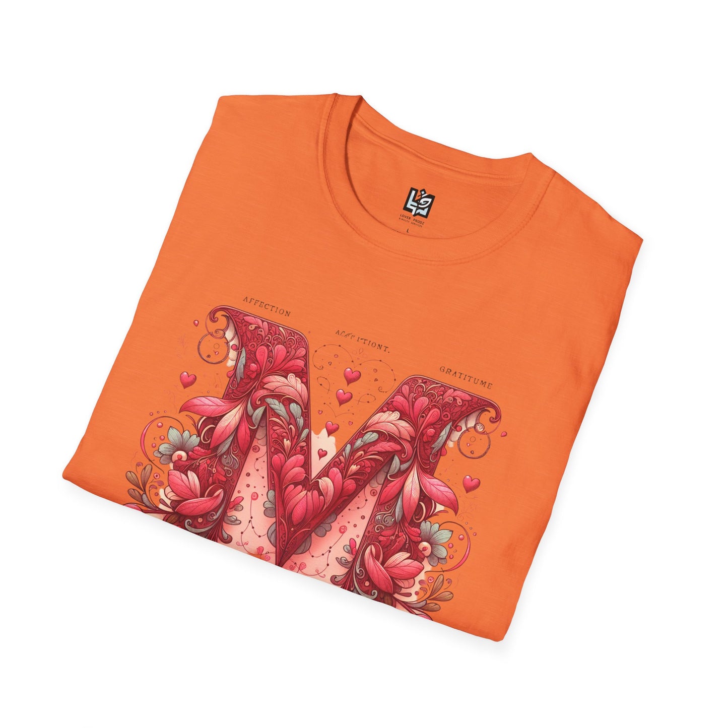 Floral Letter 'M' Unisex Softstyle T-Shirt - Perfect for Celebrations and Self-Expression