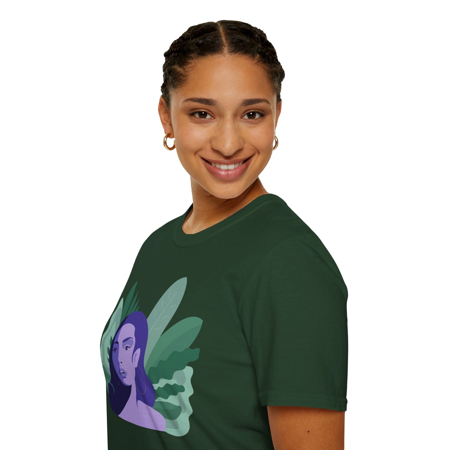 Chic Botanical Portrait T-Shirt for Nature Lovers