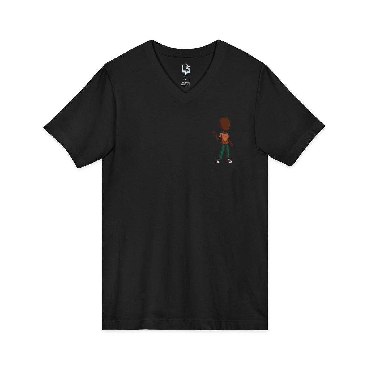 Minimalist Kid with Phone V-Neck Tee