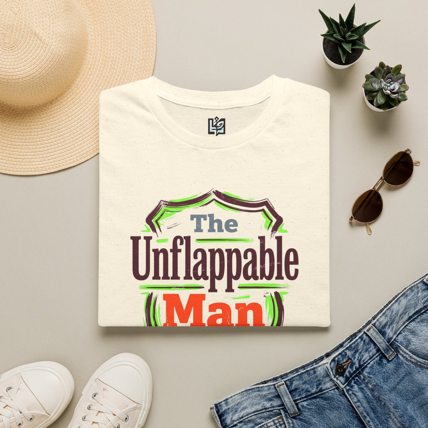 The Unflappable Man T-Shirt — Funny Retro Badge Graphic Tee
