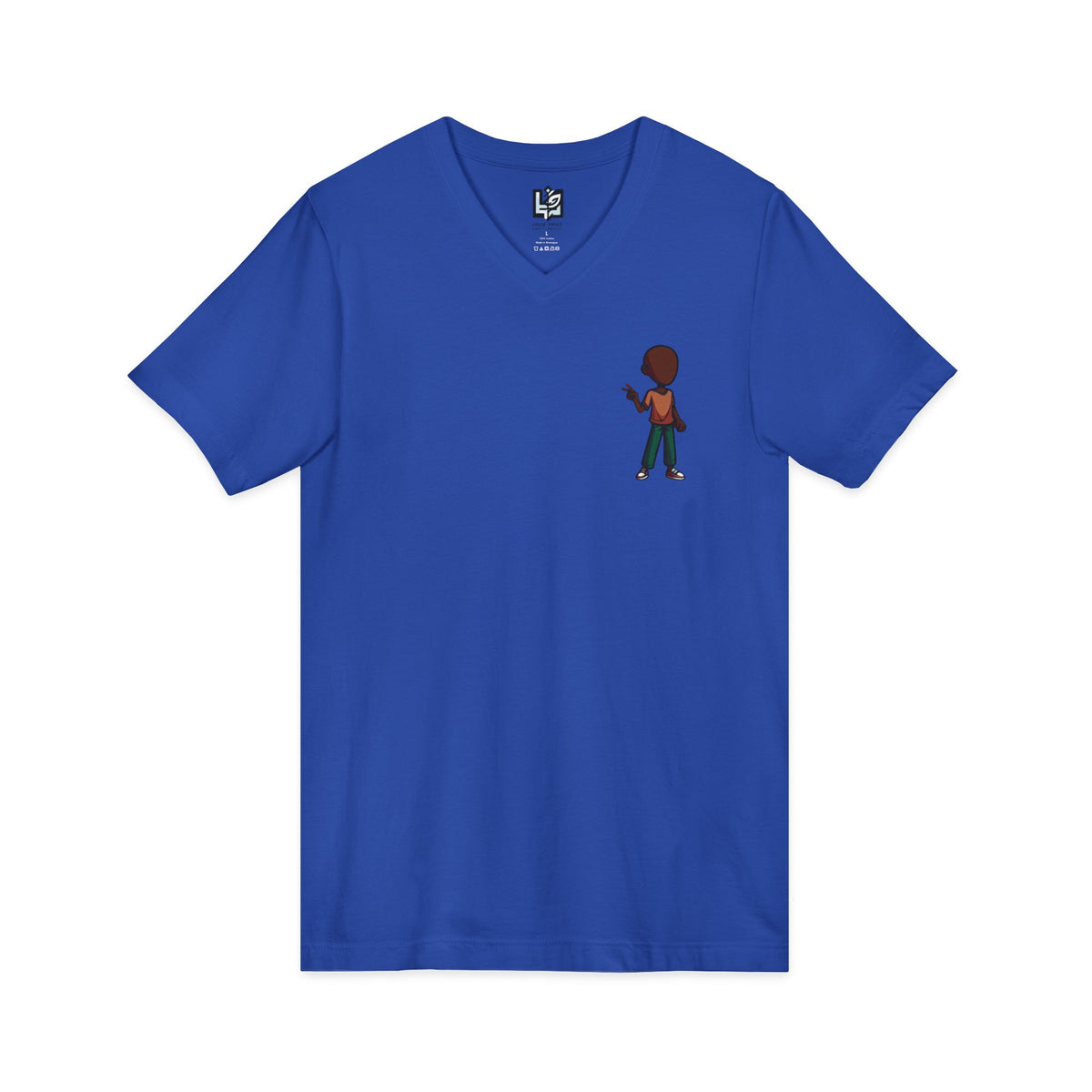 Minimalist Kid with Phone V-Neck Tee