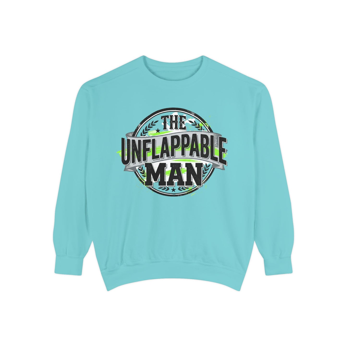 The Unflappable Man Sweatshirt — Retro Badge Graphic Crewneck