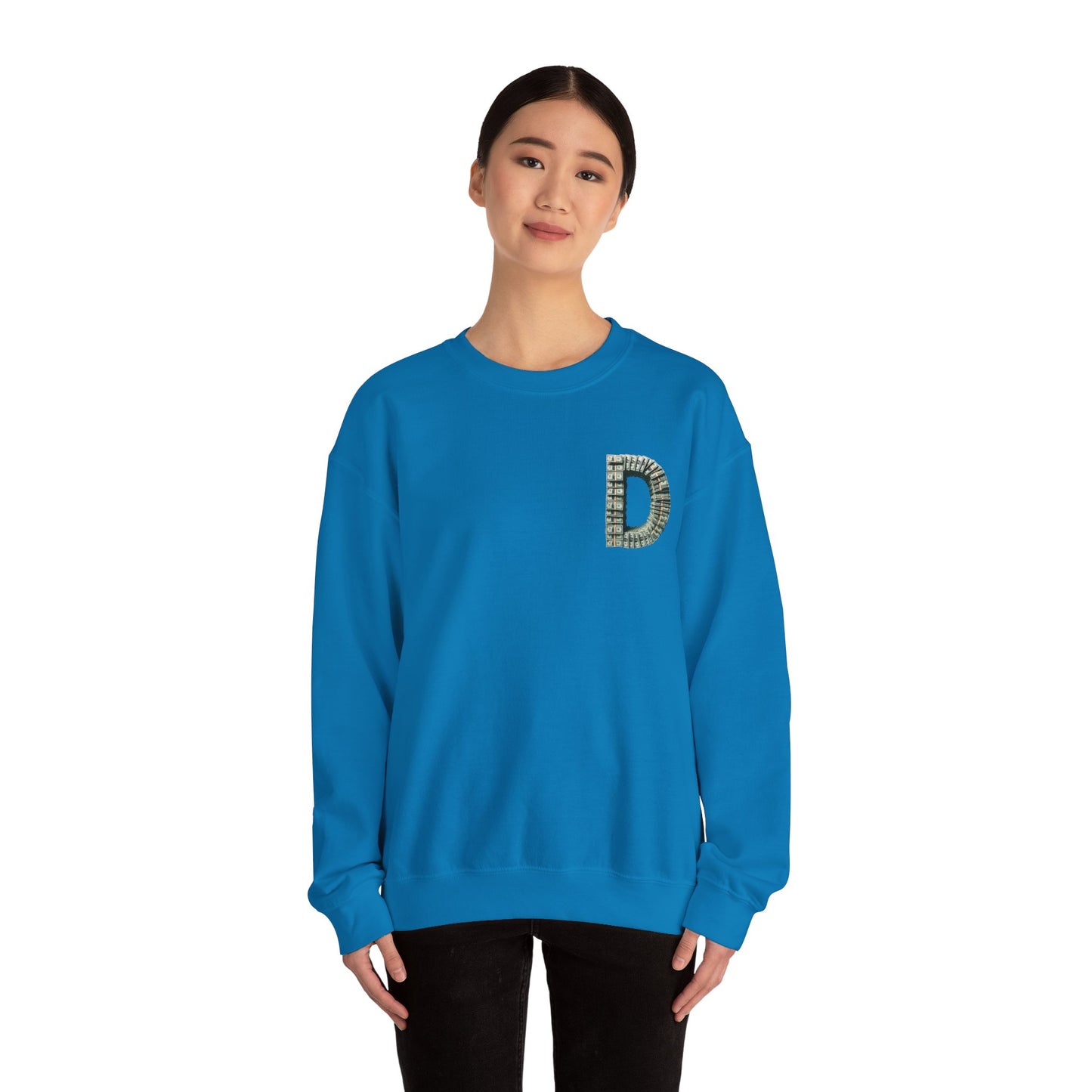 Unisex Crewneck Sweatshirt with 'D' and Dollar Sign Design | Stylish & Cozy Apparel for Casual Days