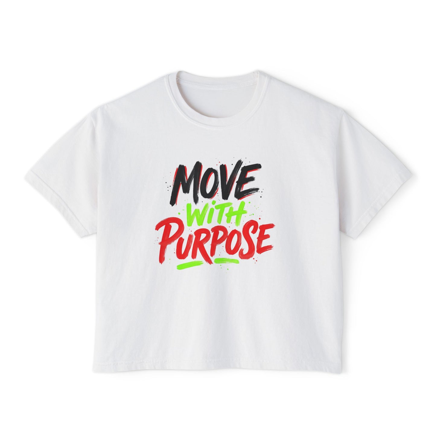 Move With Purpose Boxy Tee — Motivational Women's Cropped T‑Shirt