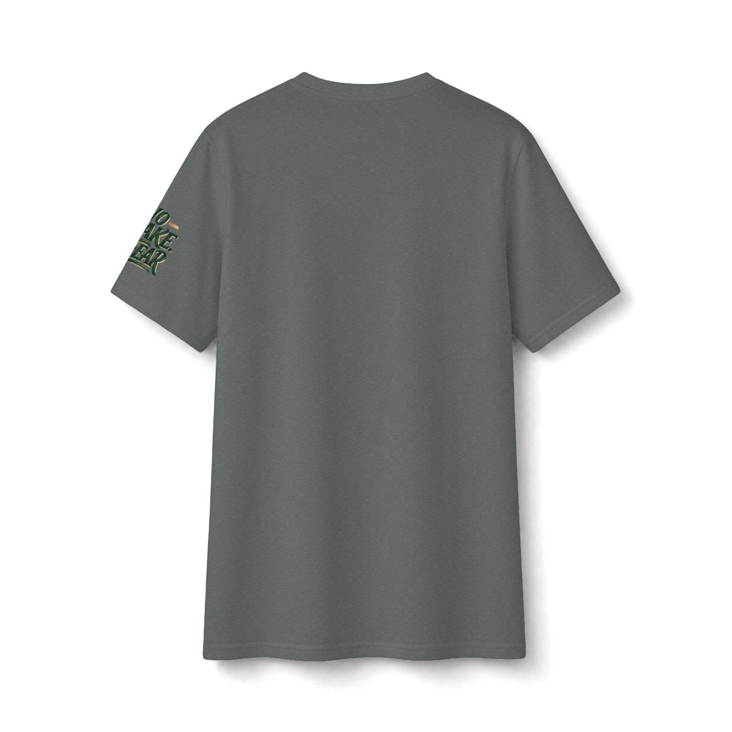 V‑Neck Tee — Small Backturned Character Chest Print with “No Smoke No Ash” Sleeve Text