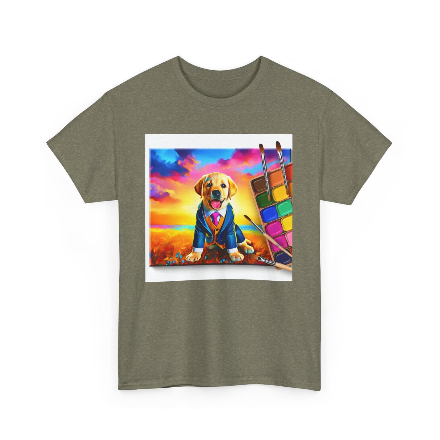 Playful Dog Art Unisex Heavy Cotton Tee