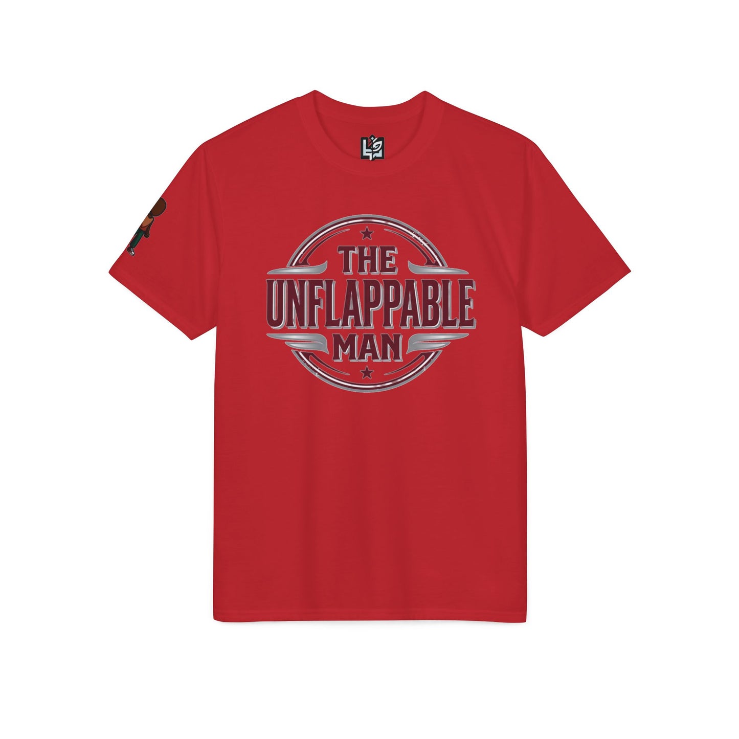 The Unflappable Man T-Shirt – Vintage Badge Graphic Tee for Calm, Confident Guys