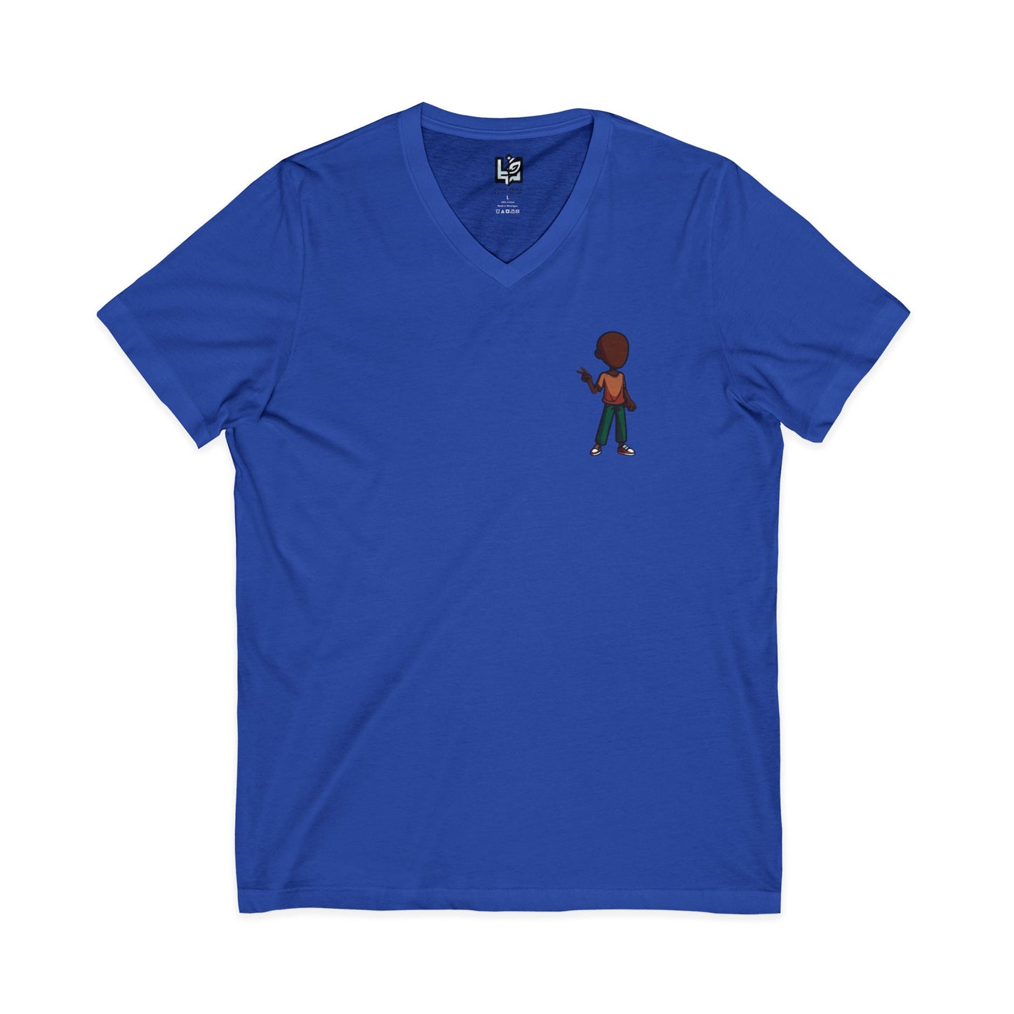 Minimalist Kid with Phone V-Neck Tee