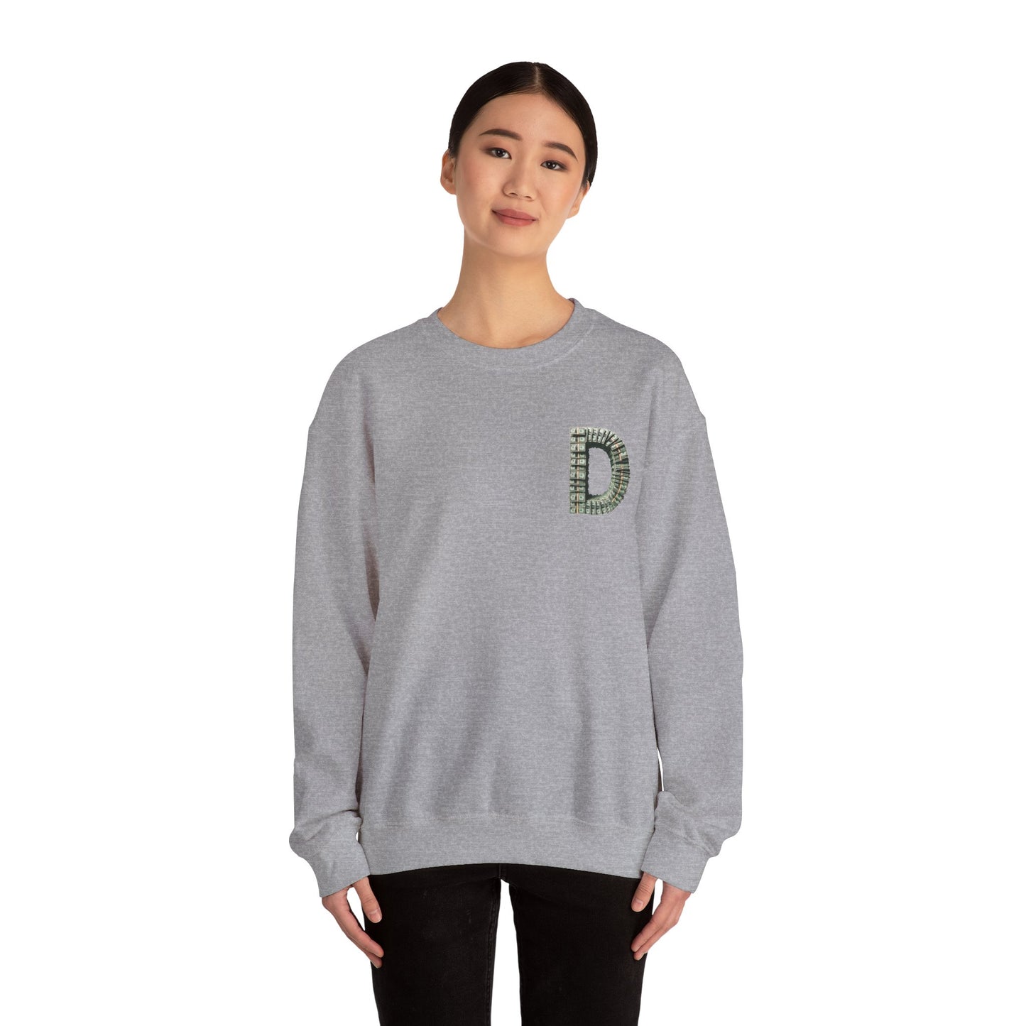 Unisex Crewneck Sweatshirt with 'D' and Dollar Sign Design | Stylish & Cozy Apparel for Casual Days