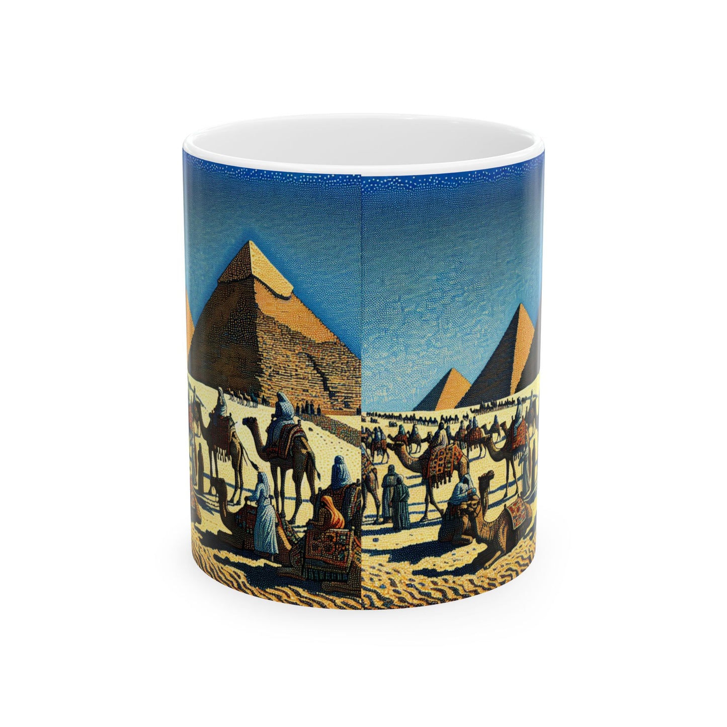 Desert Adventure Ceramic Mug - 11oz & 15oz | Pyramid Scene Coffee Cup