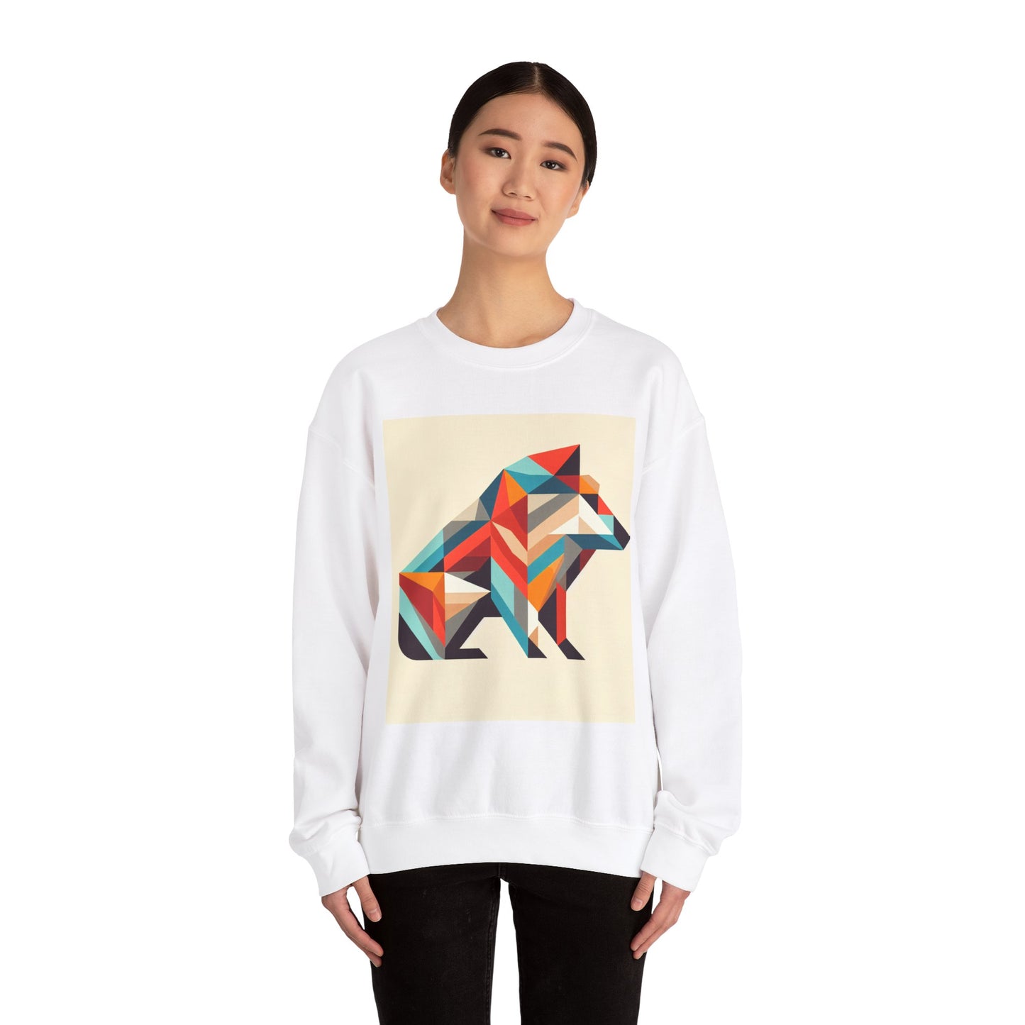 Geometric Wolf Crewneck Sweatshirt - Inspirational Quote Apparel