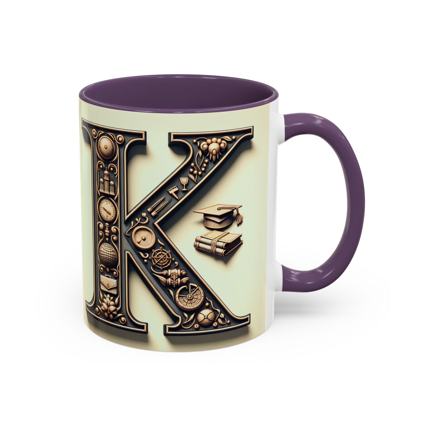 Personalized Initial K Accent Coffee Mug - Perfect Gift for Graduates or Book Lovers