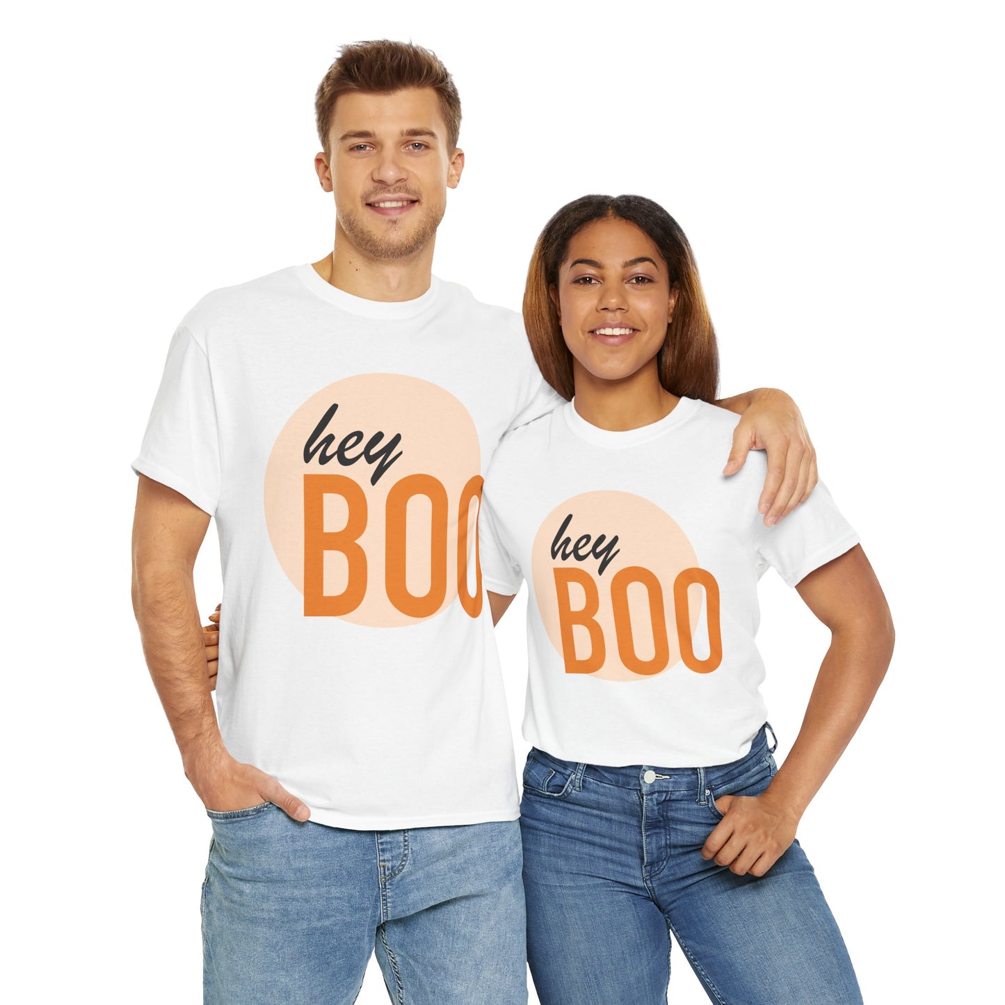 Hey Boo Unisex Heavy Cotton Tee - Cute & Comfy Fall T-Shirt