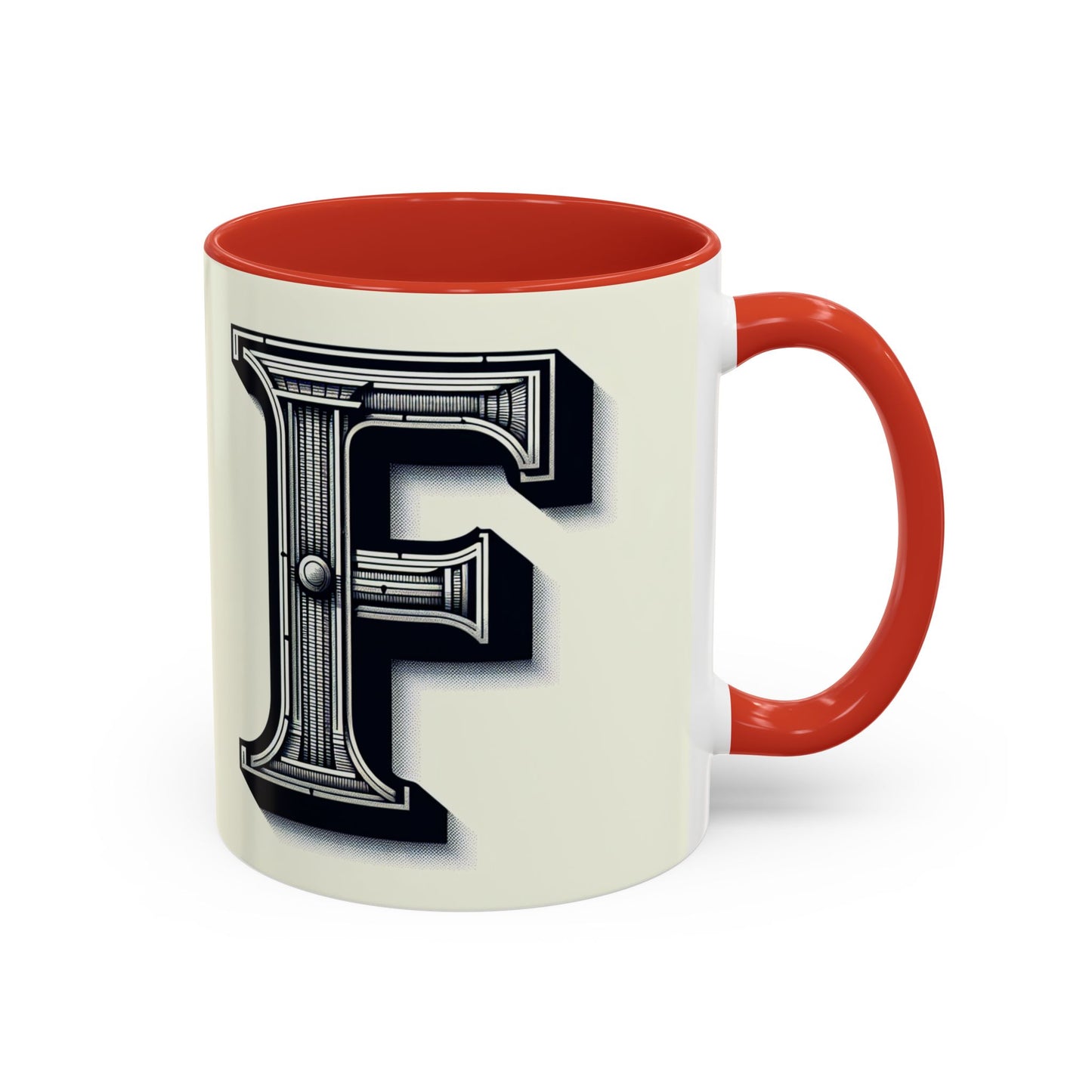 Personalized Initial 'F' Accent Coffee Mug - Stylish Black Handle, Perfect Gift for Coffee Lovers