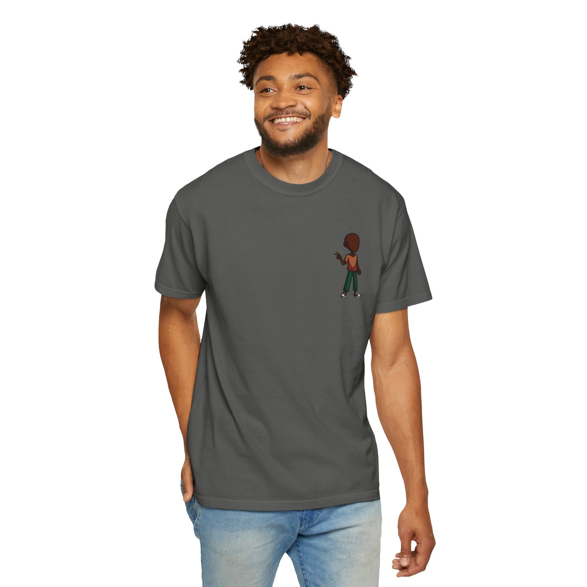 Minimalist Little Boy Graphic T-Shirt — Small Chest Illustration, Casual Kids/Youth Tee