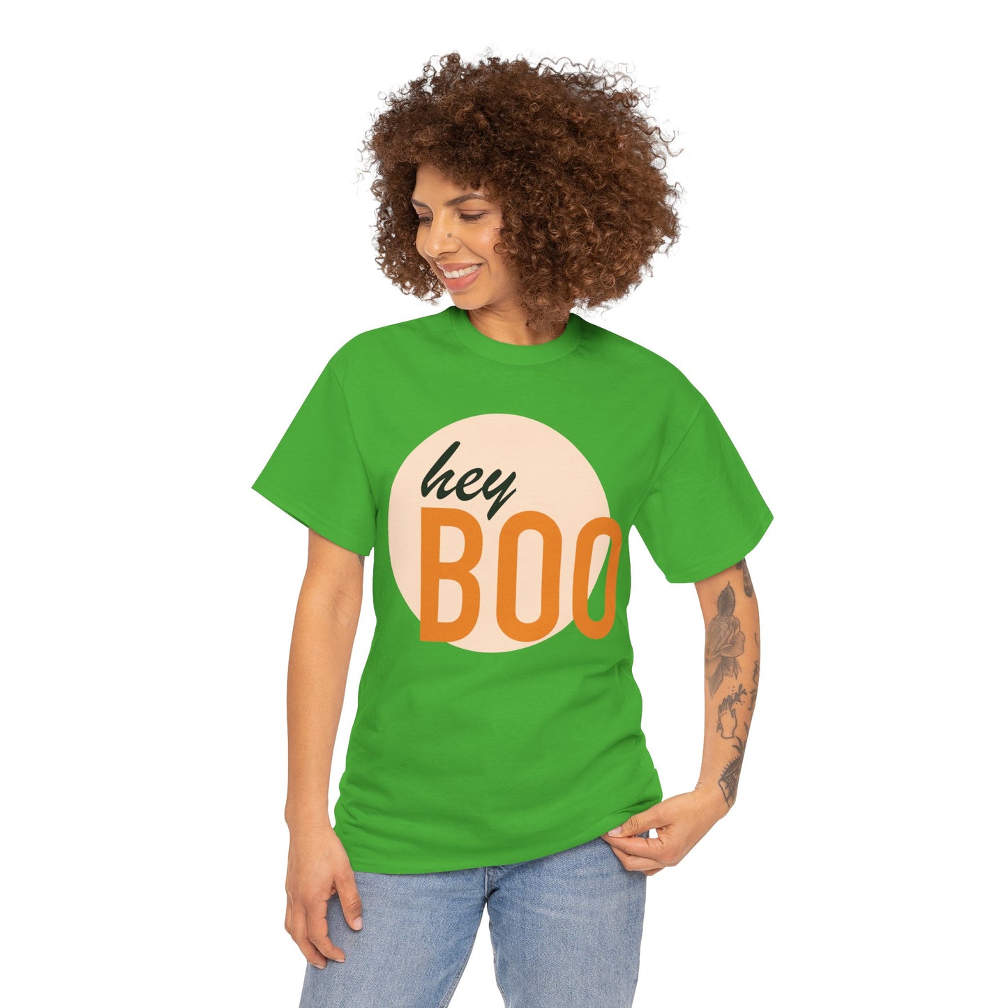 Hey Boo Unisex Heavy Cotton Tee - Cute & Comfy Fall T-Shirt