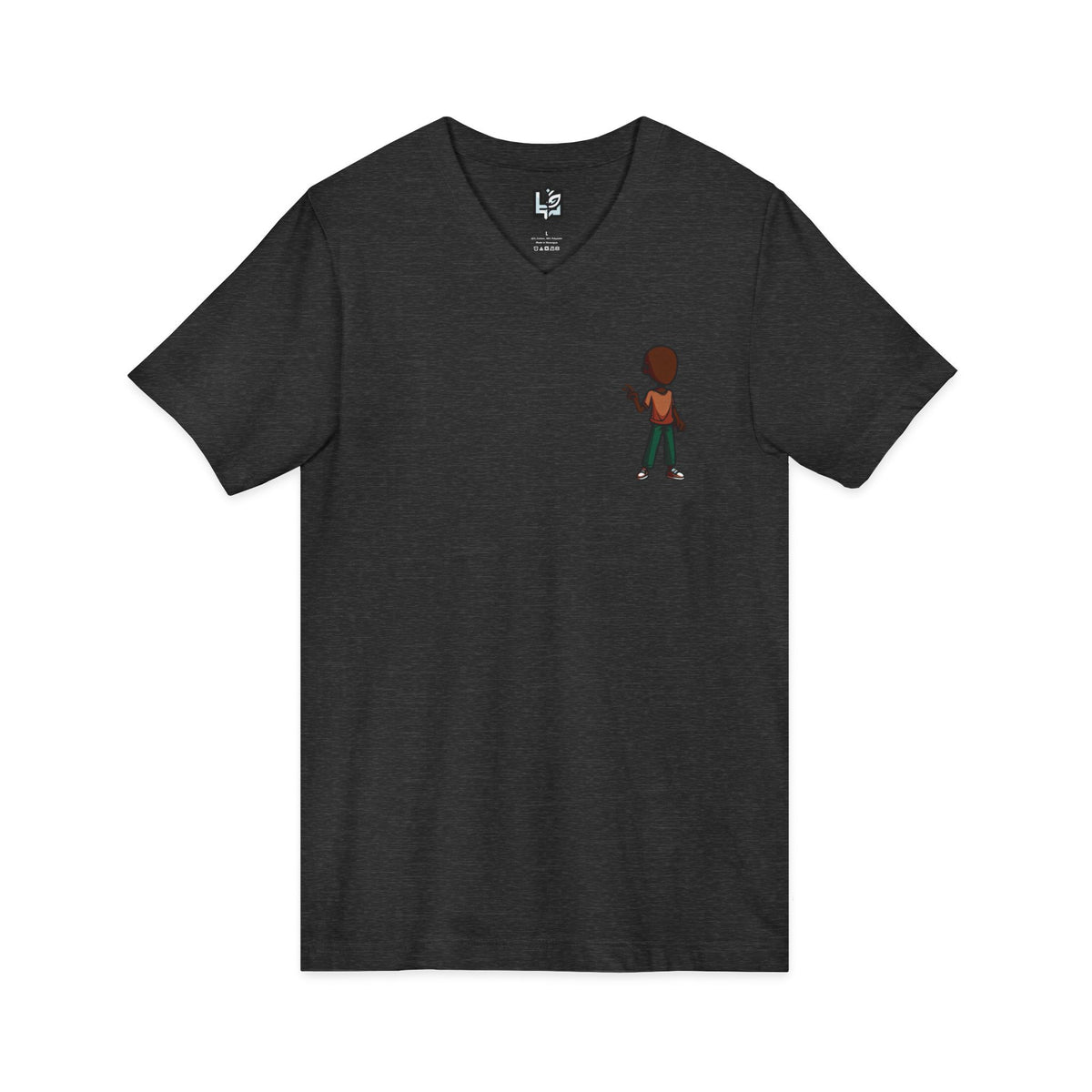 Minimalist Kid with Phone V-Neck Tee