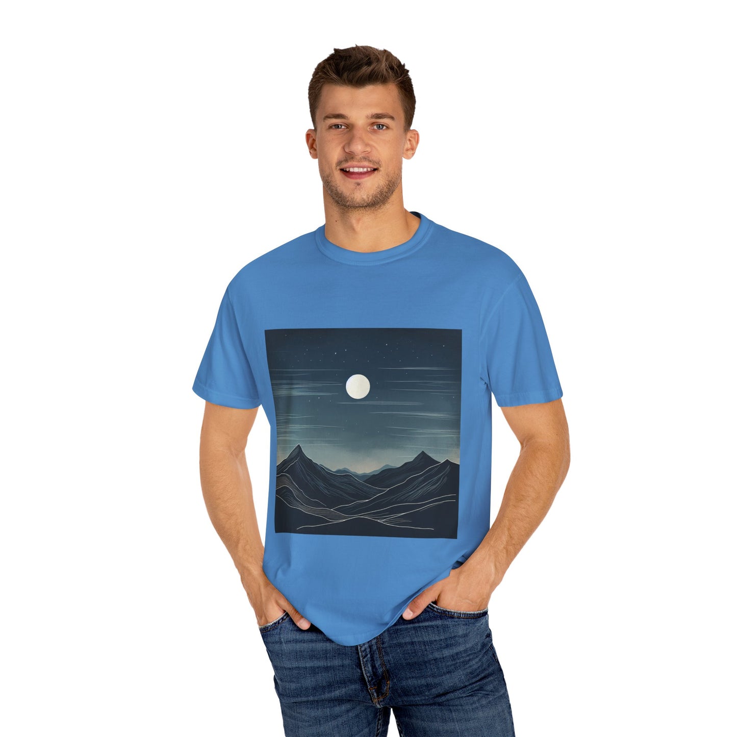 Moonlit Mountains Unisex Garment-Dyed T-shirt | Nature-Inspired Style for Adventurers
