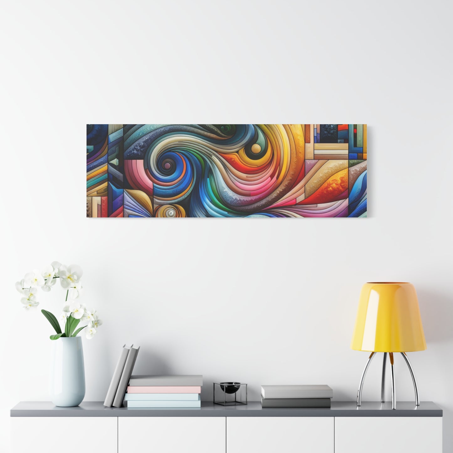 Vibrant Abstract Swirl Matte Canvas Art - Colorful Home Decor