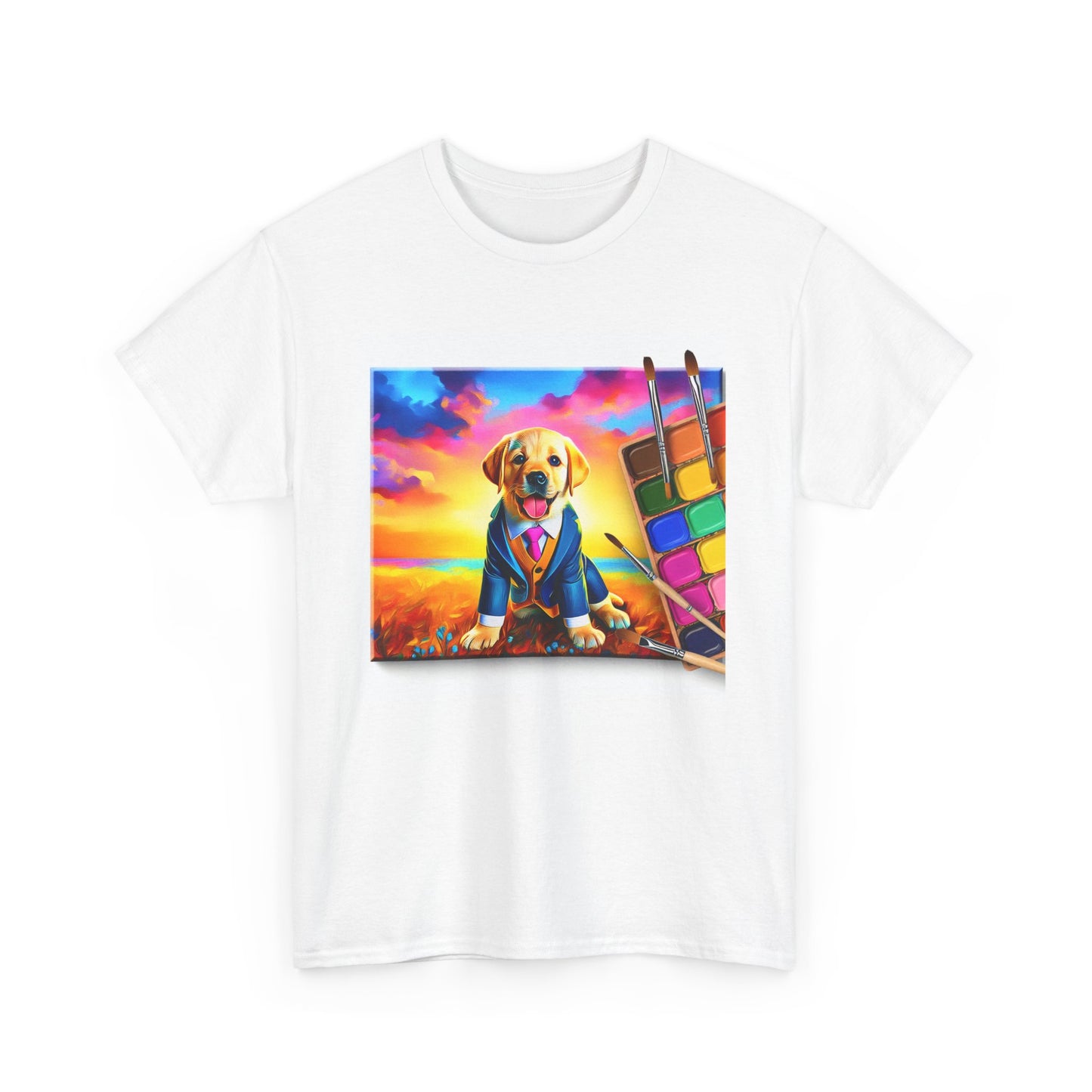Playful Dog Art Unisex Heavy Cotton Tee